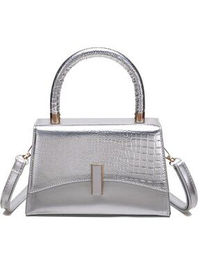 Women's 8 Silvery Small Crossbody Bag Mini Satchel Cute Shoulder Purse Bag